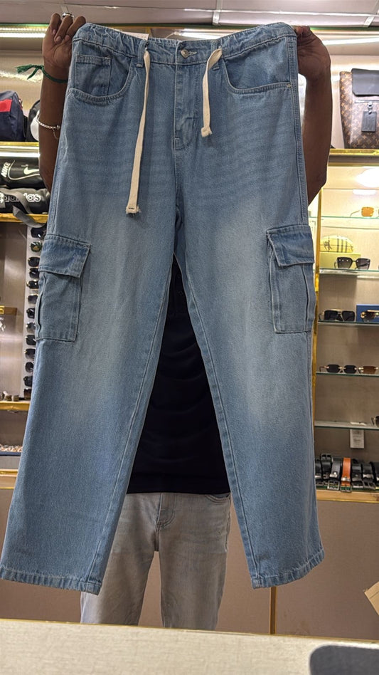 light blue  baggy 6 pocket