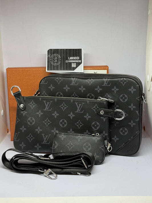 Lv trio bag black flower print