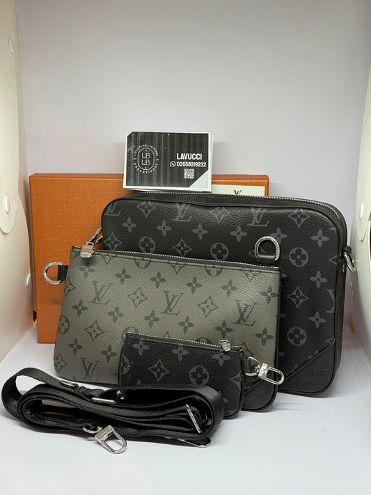 Lv black grey trio bag
