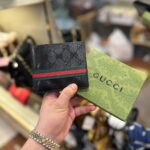 Gucci Black Shine Strip Green Wallet