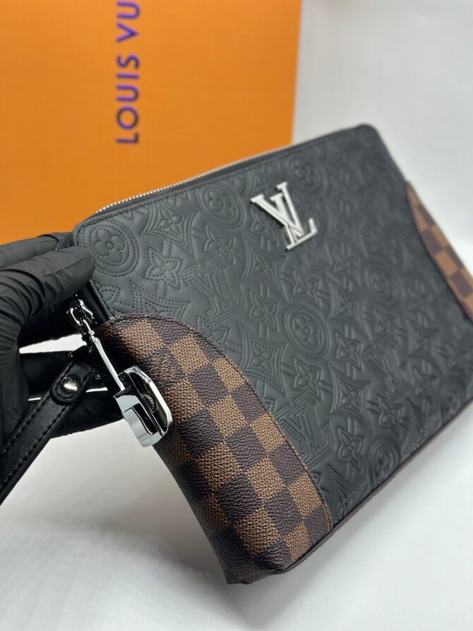 LV 8061 Leather Side Lock Men Documents Pouch