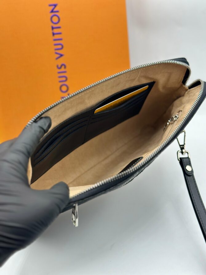 LV 8061 Leather Side Lock Men Documents Pouch