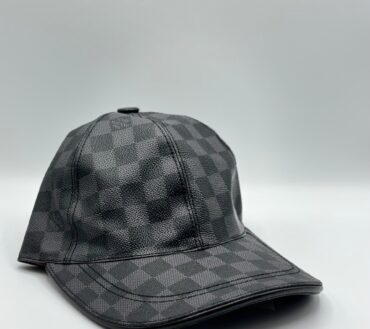 LV Leather Black Check Cap