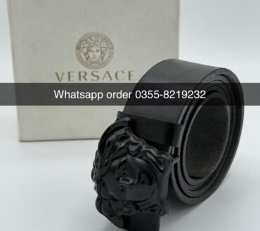 Versace black emb belt