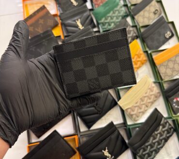 Lv black check card holder
