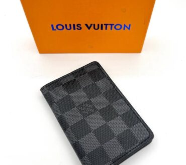 Lv black chq card smart wallet
