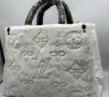 Lv white fur bag