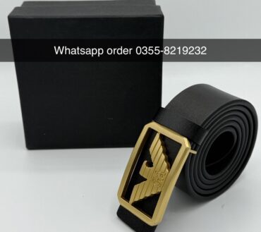 Armani brass leather belt