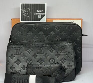 Lv trio side bag black embossed