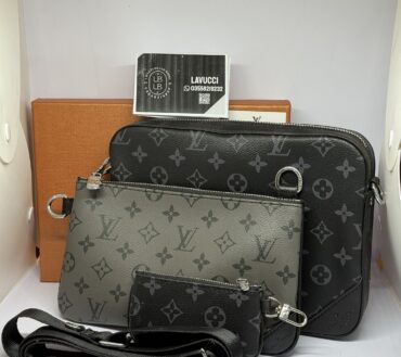 Lv black grey trio bag