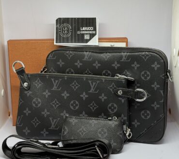 Lv trio bag black flower print