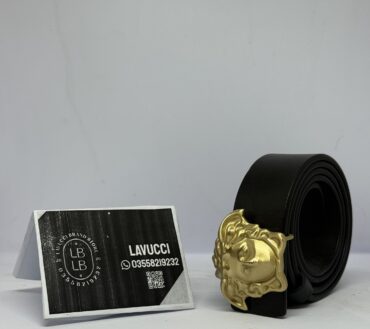 Versace brass leather belt V7